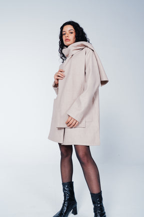 Attached Scarf Coat
