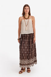 Scalloped-Hem Maxi Skirt