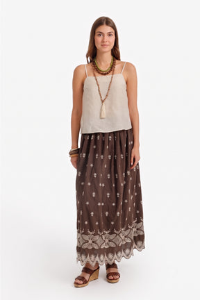 Scalloped-Hem Maxi Skirt