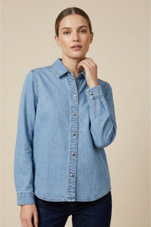 Snap-Button Denim Shirt
