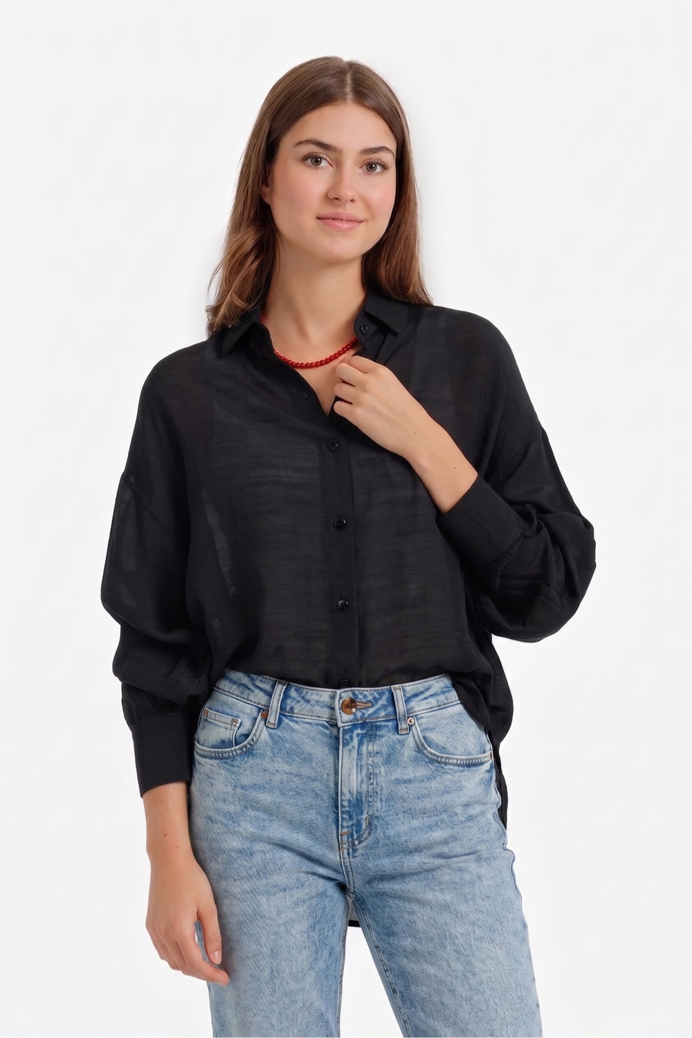 Sheer High-Low Shirt