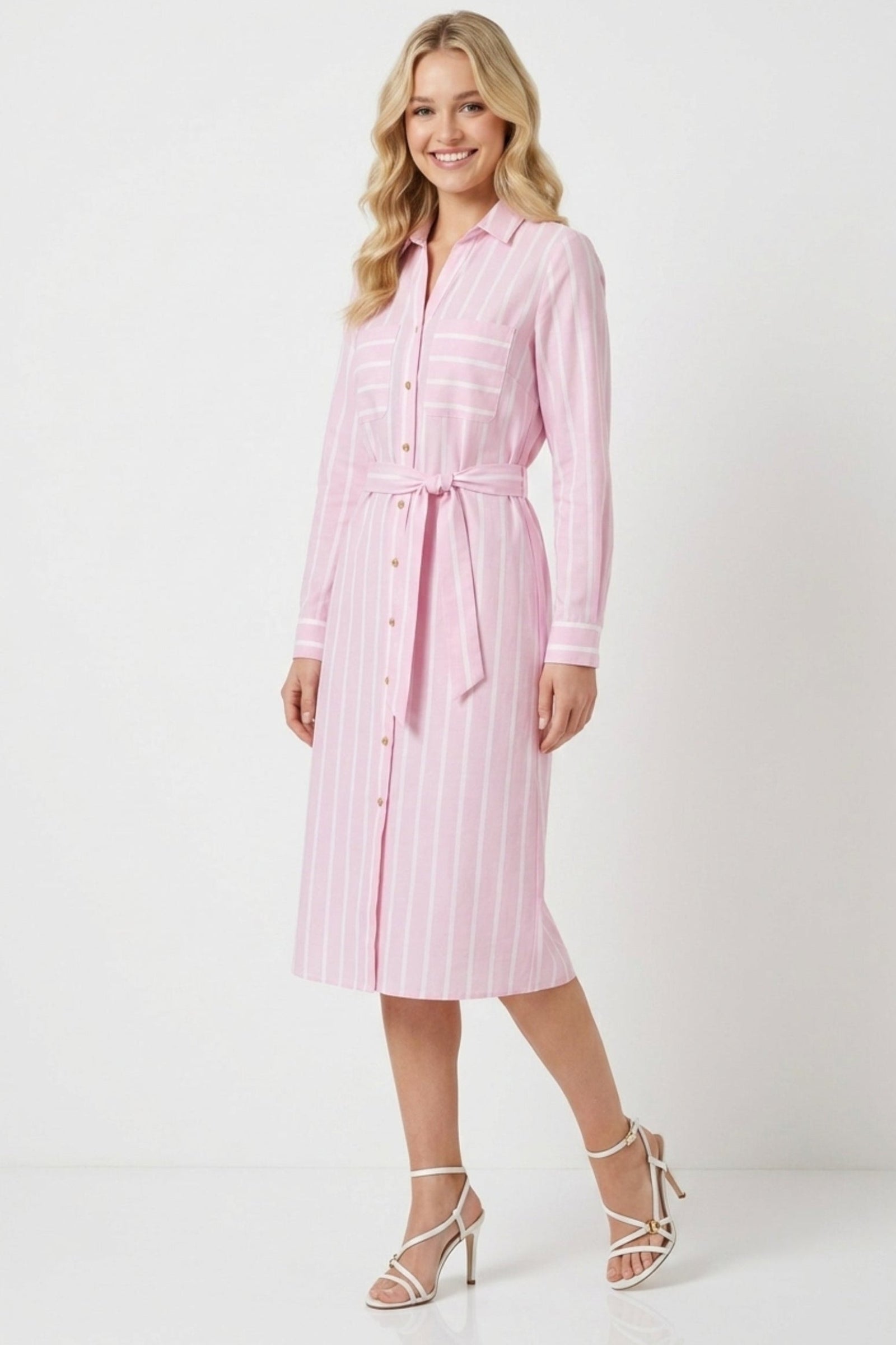 Striped Midi Shirt Dress