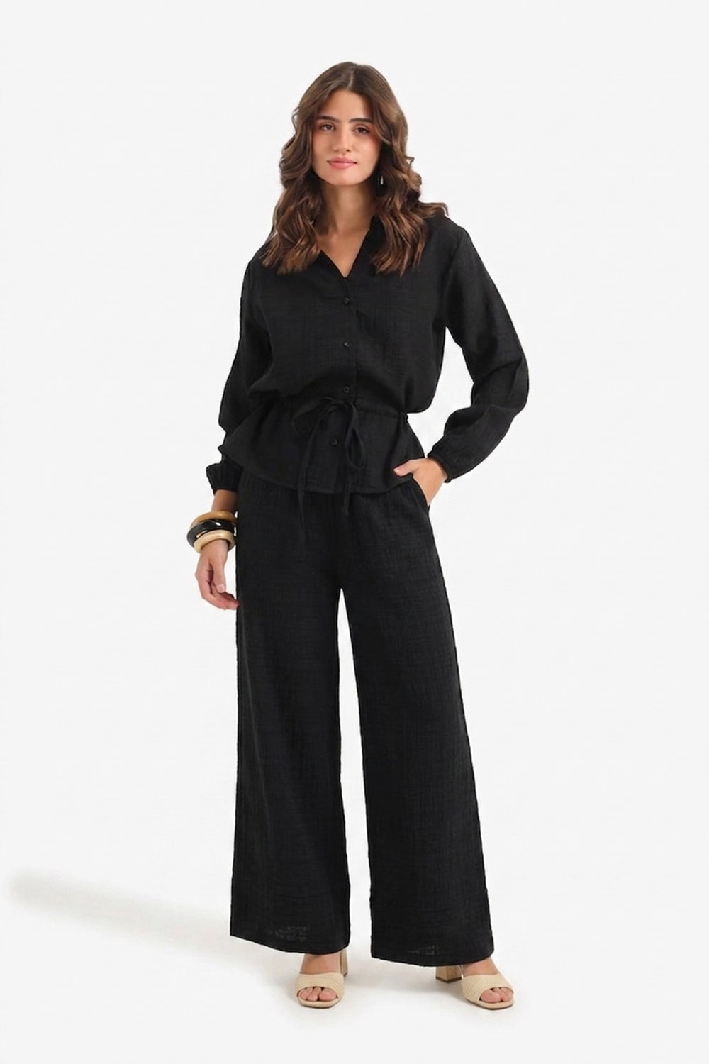 Drawstring Waist Lounge Blouse