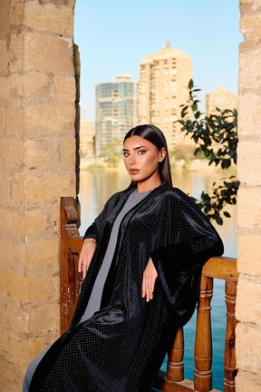 Embellished Velvet Maxi Kimono