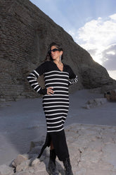 Striped Knit Midi Dress