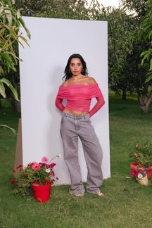 Off Shoulder Mesh Top