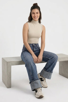 Sleeveless High Neck Top