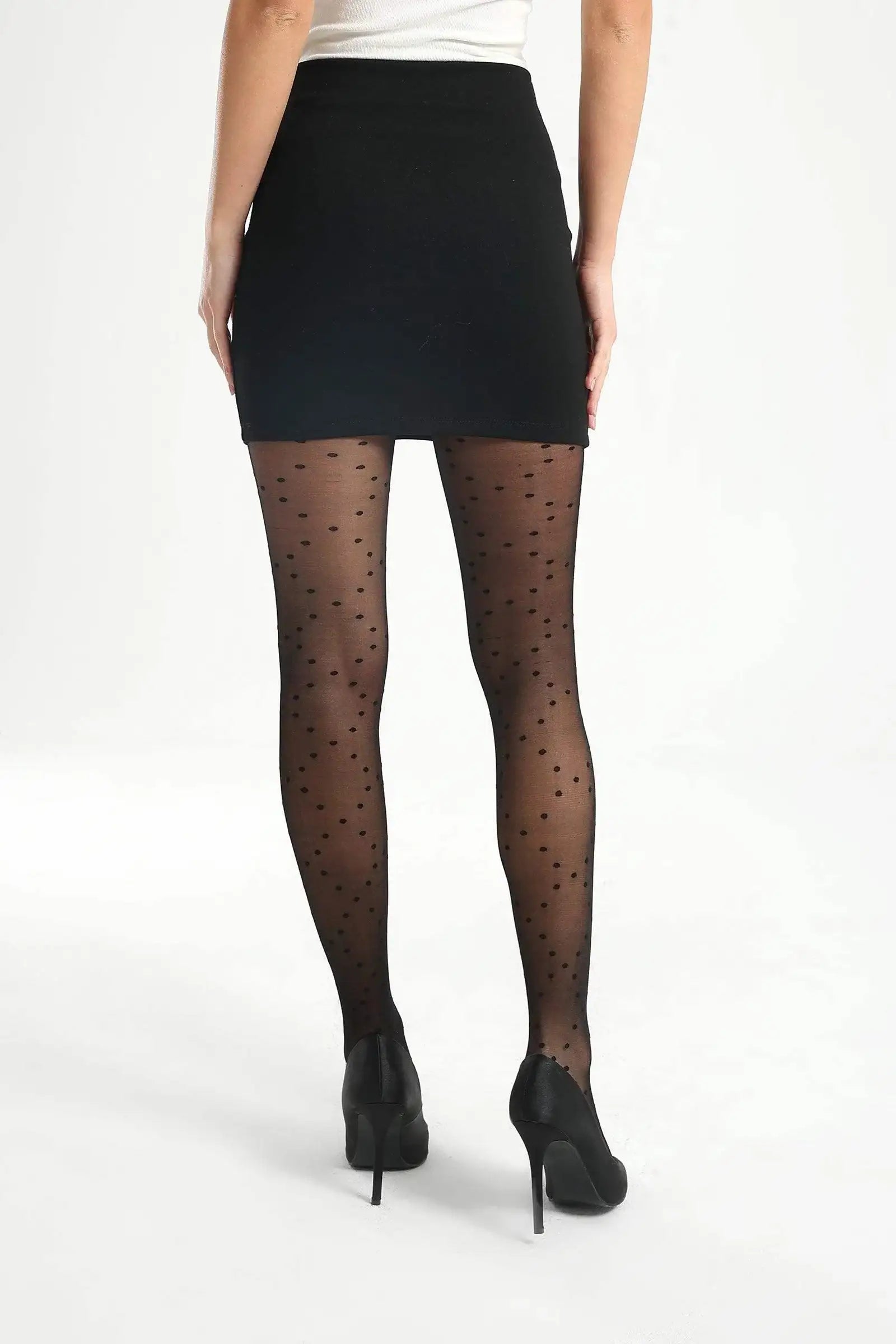 Black Dotted Pantyhose - Carina - كارينا