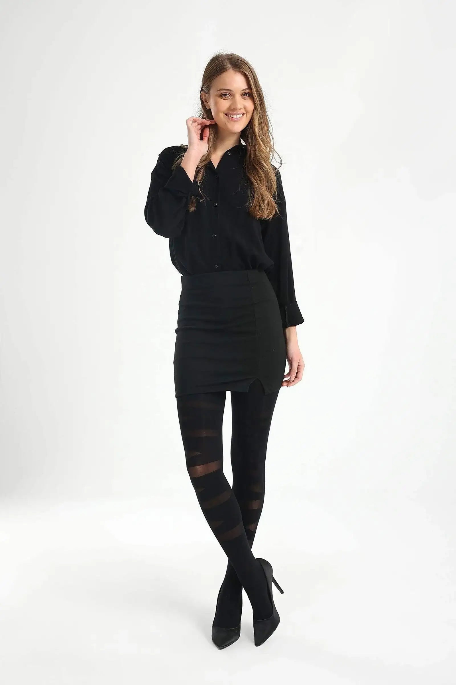 Black Striped Pantyhose - Carina - كارينا