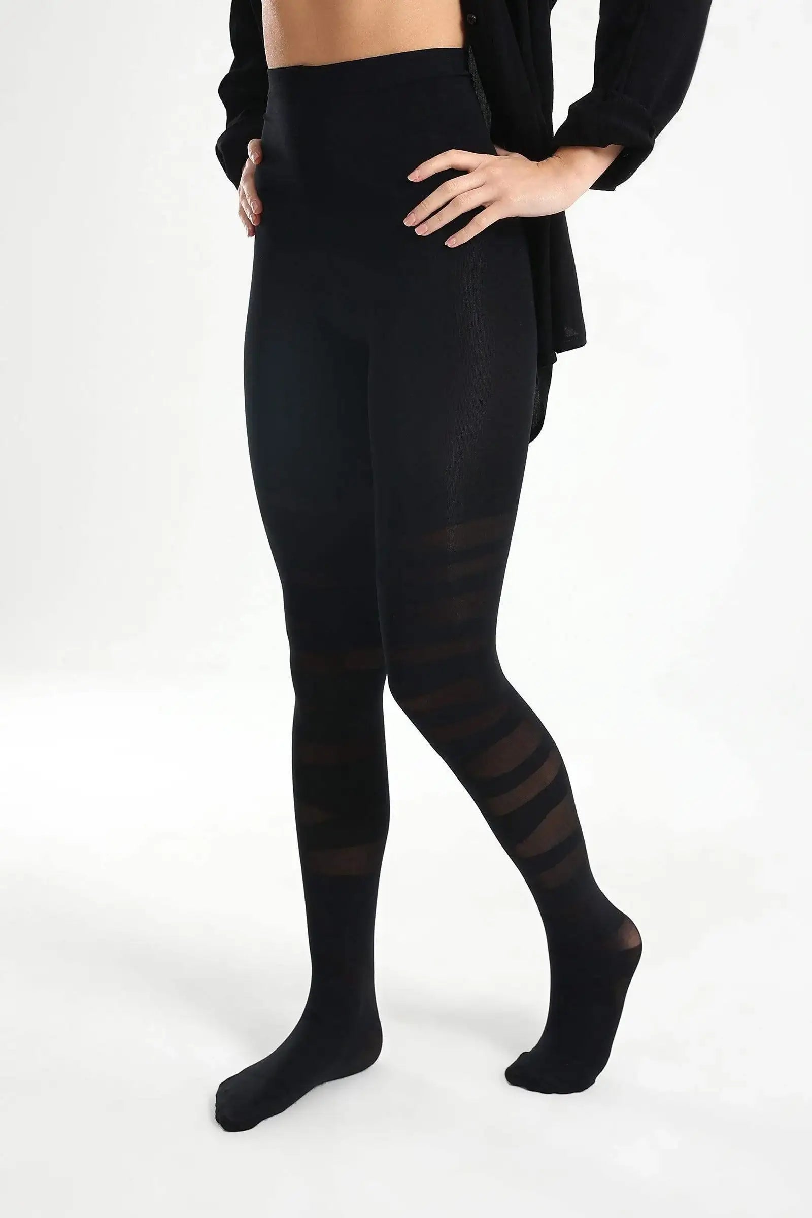 Black Striped Pantyhose - Carina - كارينا