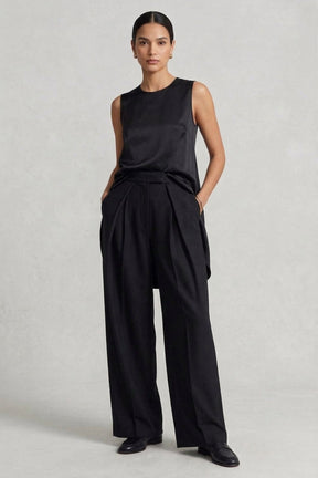 Wide-Leg Pleated Pants