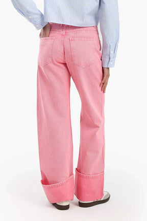 Folded Hem Pink Jeans
