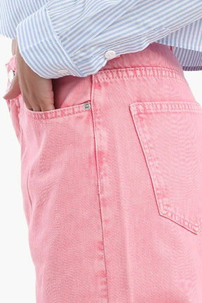 Folded Hem Pink Jeans