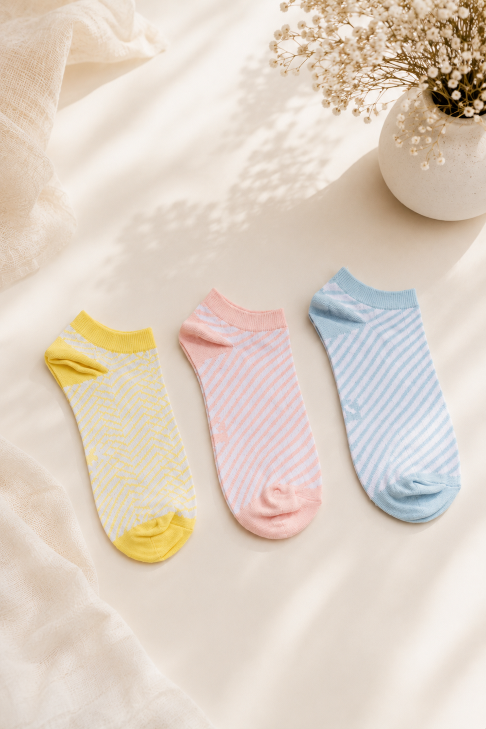 Cotton Ankle Socks - 3 Pairs