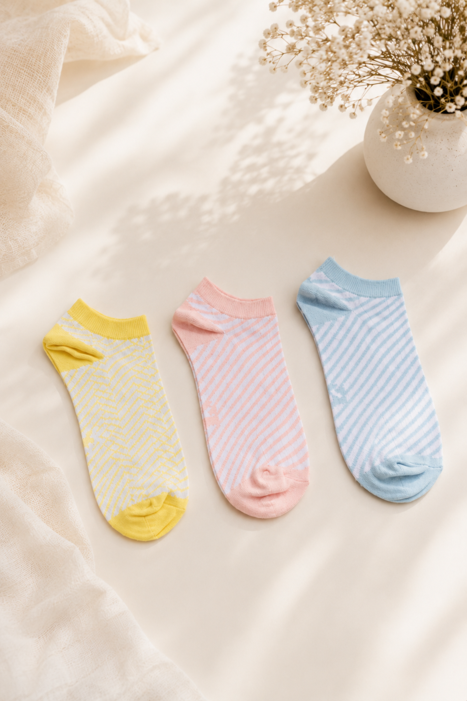 Cotton Ankle Socks - 3 Pairs
