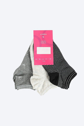 Cotton Ankle Socks - 3 Pairs - Carina - كارينا