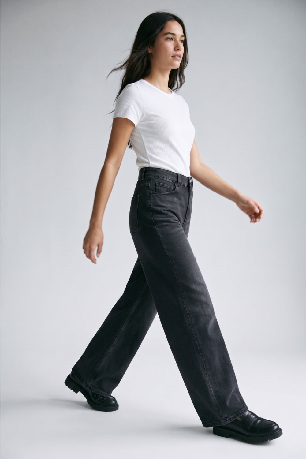 Wide-Leg Denim Pants