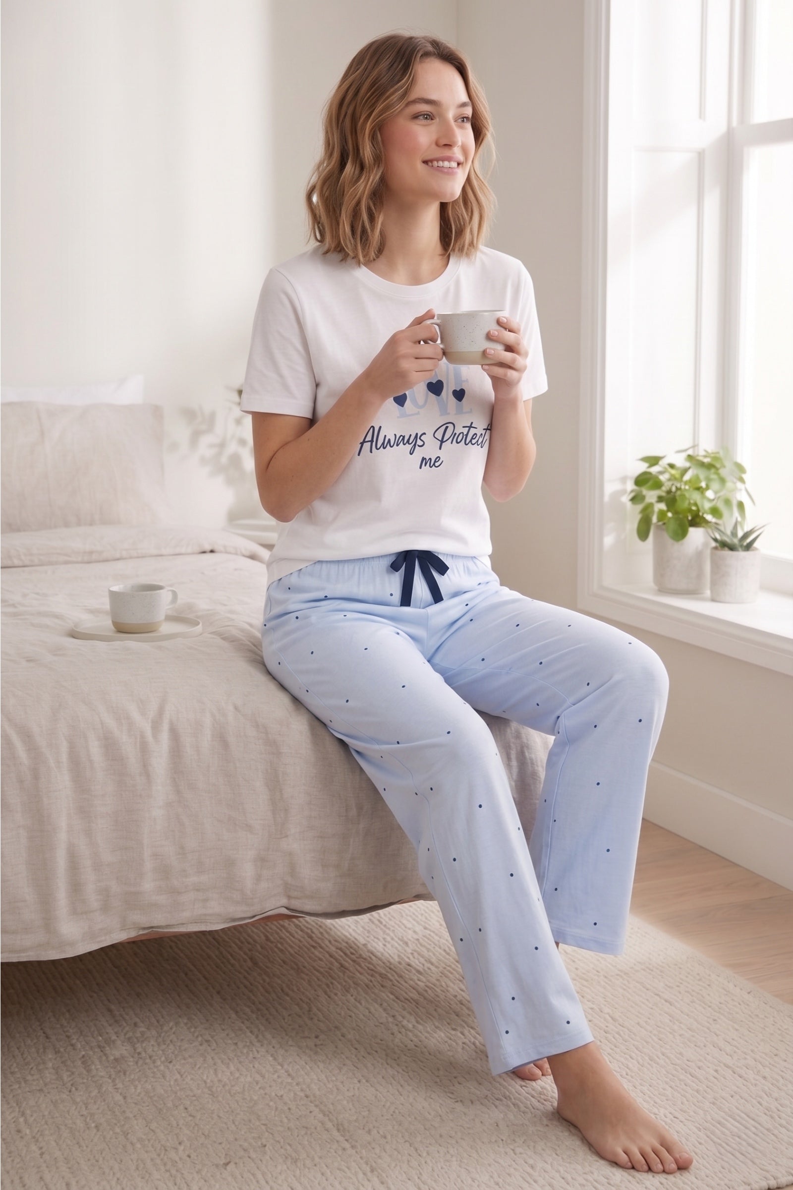 Printed-Dotted Pyjama Set