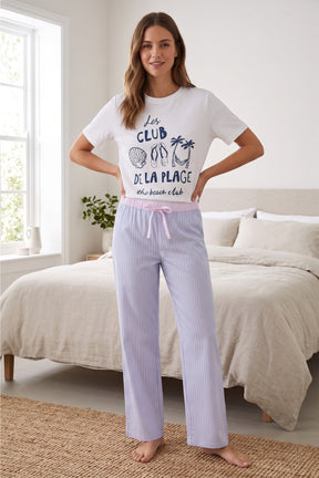 Contrast-Waist Pyjama Set