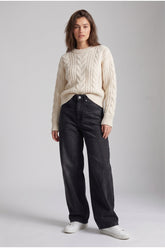 Curved Seam Denim Pants