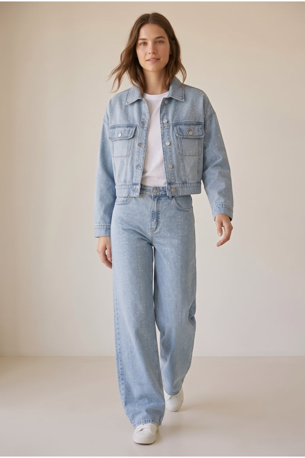 Rhinestone Denim Pants