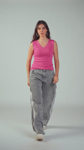 Seamless Zigzag V-Neck Top