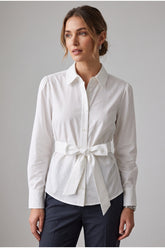 Side-Ruched Belted Shirt