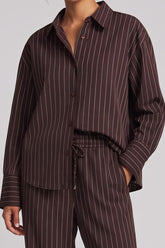 Drop-Shoulder Pinstripe Shirt