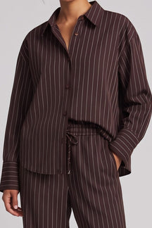 Drop-Shoulder Pinstripe Shirt
