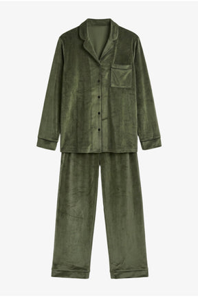 Piped Button-Front Pyjama