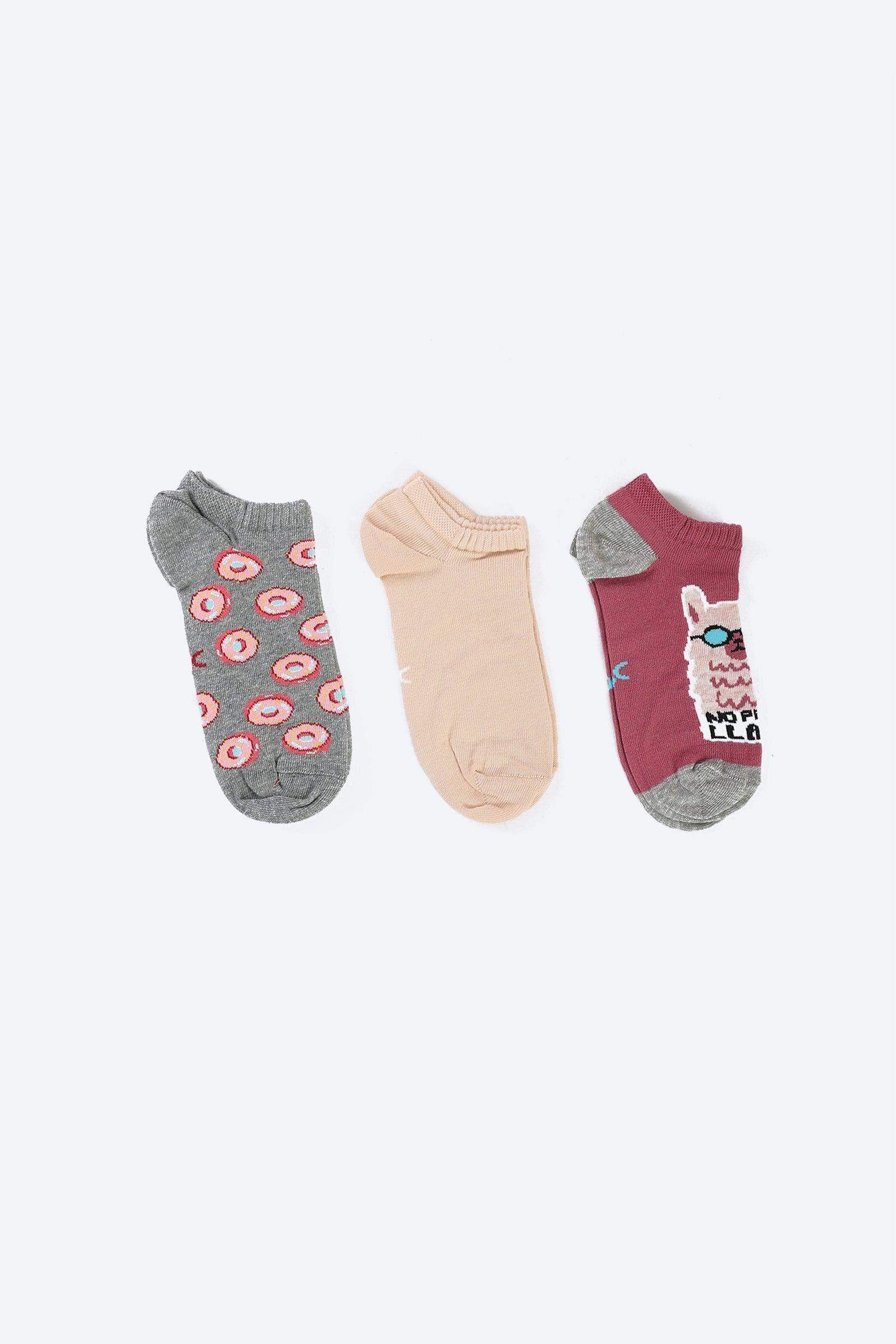 Cotton Ankle Socks - 3 Pairs - Carina - كارينا