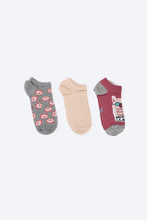 Cotton Ankle Socks - 3 Pairs - Carina - كارينا