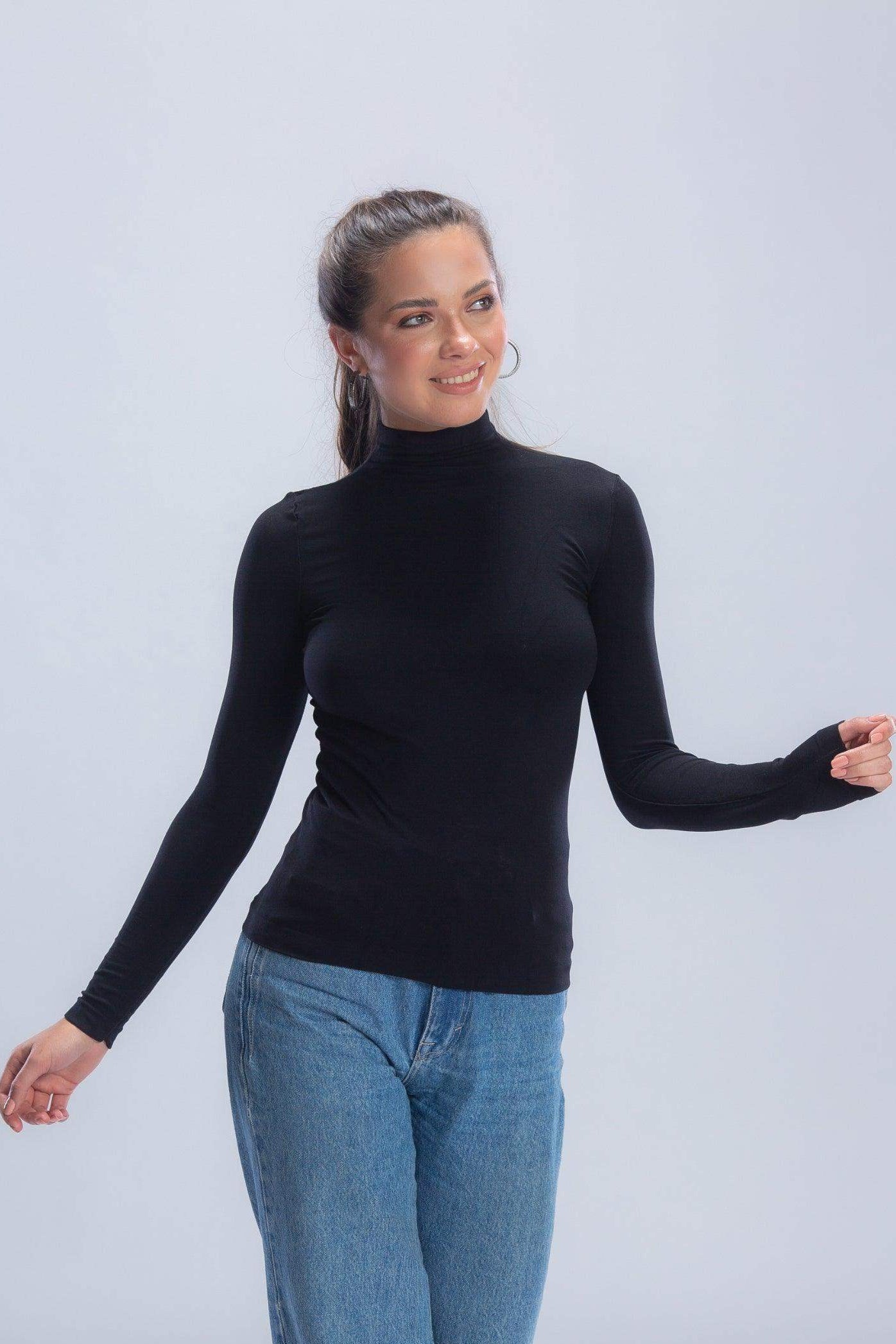 High Neck Long Sleeve Top - Carina - كارينا