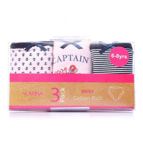 Pack of 3 Girly Brief Printed Panties - Carina - كارينا