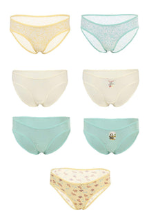 Pack of 7 Colored Bikini Panties - Carina - كارينا