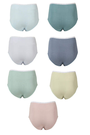 Pack of 7 Plain Full Brief Panties - Carina - كارينا